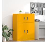 Kaloriko Armoire de rangement en acier jaune moutarde 80 x 40 x 40 cm, verrouillable avec porte, espace de rangement pour fichiers et dossiers dans le bureau, compatible pour le bureau à domicile et