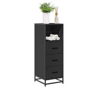 Kaloriko Armoire de Salle de Bain Noir Bois d'ingénierie 35x37,5x100 cm avec Cadre métal Stable Rangement Mural Design Moderne Compact