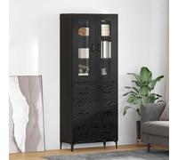 Kaloriko Armoire Haute chêne Noir 69,5 x 34 x 180 cm en Bois d'ingénierie, Rangement Mural avec Porte, étagère, tiroir, Design Moderne pour Salon, Chambre, Bureau