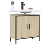 Kaloriko Armoire lavabo Salle de Bain chêne Sonoma 60x30x60 cm Meuble Vasque Rangement sous lavabo tiroir Porte Placard pour Salle Bain aménagement Mural Sol Poser Organisateur Gain Place