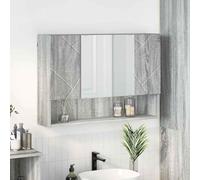 Kaloriko Armoire Miroir Gris Sonoma en Bois d'ingénierie 80 x 17 x 55 cm avec 3 Portes à Charnières Rangement Suspendu pour Salle de Bain, Meuble Vasque Organisateur