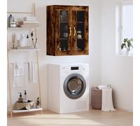 Kaloriko Armoire Murale chêne fumé en Bois d'ingénierie 69,5x34x90 cm avec Porte vitrée, Espace Rangement pour Salon Chambre Bureau, Design Suspendu Stable et résistant à l'humidité