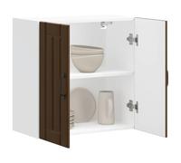 Kaloriko Armoire Murale de Cuisine Lucca en Bois d'ingénierie chêne Marron 60x31x60 cm avec Porte Verre et Grande capacité Rangement pour Vaisselle et appareils électroménagers