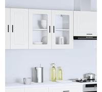 Kaloriko Armoire Murale de Cuisine Porto Blanc en Bois d'ingénierie avec Porte en Verre, 80 x 31 x 60 cm, Rangement Optimal pour Vaisselle, épices et Bouteilles