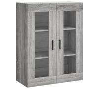 Kaloriko Armoire Murale en Bois d'ingénierie Sonoma Gris 69,5x34x90 cm avec Porte vitrée, Espace de Rangement pour Salon Chambre Bureau, Meuble Polyvalent Suspendu, Design Moderne et Stable