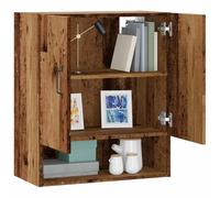 Kaloriko Armoire Murale en Bois d'ingénierie Vieux Bois 60x31x70 cm avec 2 Portes, étagère Ouverte, Meuble de Rangement Pratique pour Salon Chambre Cuisine Bureau, Solution compacte et élégante