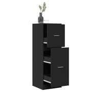 Kaloriko Armoire pharmacie noire en bois 40 x 41 x 118 cm avec 3 tiroirs, espace de rangement, commode pour salon, bureau, couloir, cuisine, peu encombrant et polyvalent
