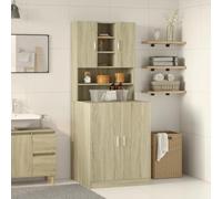 Kaloriko Armoire pour Machine à Laver 2 pcs chêne Sonoma en Bois d ingénierie, Rangement buanderie, Support Socle Universel pour Tuyau Filtre Courroie Pompe Joint, Entretien et Organisation