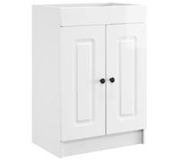 Kaloriko Armoire sous évier de Salle de Bain Blanc Brillant en Bois d'ingénierie 56x37,5x81 cm avec étagère et Porte pivotante, Meuble lavabo Moderne pour Rangement et Organisation Toilette et Douche