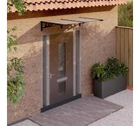 Kaloriko Auvent de Porte en Polycarbonate Noir 152,5x90 cm, Cadre Aluminium et Supports ABS, Protection extérieur Pluie Soleil terrasse Balcon Jardin ombrage Durable