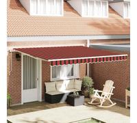 Kaloriko Auvent rétractable Orange et Marron 400 x 300 cm Cadre Armature Structure Support en Polyester et Aluminium pour Jardin terrasse extérieur, télécommande, ombrage réglable