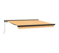 Kaloriko Auvent rétractable Sable en Tissu et métal 450 × 300 cm pour terrasse Jardin Balcon Protection Solaire ombrage Pluie Manuel Mural Durable Enrouleur pergola