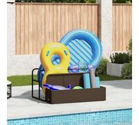 Kaloriko Bac de rangement marron pour piscine en rotin synthétique avec cadre en acier revêtu par pulvérisation 110 x 100 x 57 cm Grand panier et organiseur pour système de rangement au bord de la