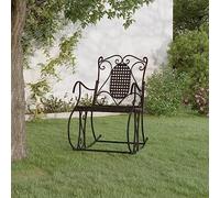Kaloriko Banc à Bascule Noir en Acier pour Jardin Exterieur terrasse Balcon, Banquette 84 x 54 x 95 cm, Dossier Haut, Assise Stable, mobilier de Repos pour Patio Cour Veranda