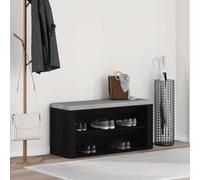 Kaloriko Banc à chaussures en chêne noir - 100 x 35 x 45 cm - Avec 2 compartiments de rangement - Banc organisateur de couloir - Pour chaussures, baskets, bottes, pantoufles - Pour homme et femme