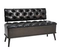 Kaloriko Banc avec espace de rangement et dossier, 110 cm, cuir synthétique noir, rembourrage et bois, vestiaire avec couvercle à charnière, tiroir de rangement pour chambre à coucher, salon, couloir