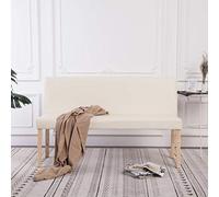 Kaloriko Banc de 139,5 cm en cuir synthétique blanc crème avec cadre en bois massif, rembourrage pour couloir et salon, coffre de rangement avec couvercle à charnière, rangement et organisateur peu