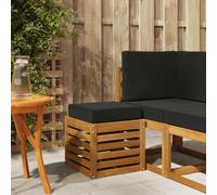 Kaloriko Banc de Jardin en Bois d'acacia Massif Naturel avec Coussin Noir, Module d'assise modulable pour extérieur Balcon terrasse Patio Salon détente, Design élégant Durable