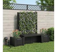 Kaloriko Banc de Jardin Kopenhagen Anthracite en PP, Cache Poubelle, abri conteneur, Coffre Rangement, Armoire Rangement, Housse bac dechet, 173 x 49 x 133,5 cm pour terrasse Balcon Patio Jardin
