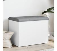 Kaloriko Banc de rangement blanc avec rembourrage 62 x 42 x 45 cm en bois avec couvercle rabattable pour couloir, couloir, salon, chambre à coucher
