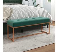 Kaloriko Banc en velours vert foncé 110 x 36 x 45 cm avec rembourrage, espace de rangement et couvercle rabattable pour couloir, chambre à coucher et salon, solution de rangement peu encombrante