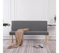 Kaloriko Banc gris clair 139,5 cm polyester avec cadre en bois et coussin, espace de rangement pour couloir, garde-robe, chambre à coucher, salon, rangement peu encombrant avec couvercle rabattable et