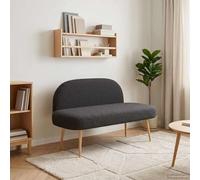 Kaloriko Banc rembourré avec dossier noir en tissu bouclé, 110 x 60 x 76 cm, pieds en métal, design minimaliste pour couloir, salon, chambre à coucher, assise confortable, étagère à chaussures