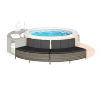 Kaloriko Bancs de Spa avec Coussins 2 pcs Gris, résine tressée et Acier Enduit de Poudre, résistants aux UV pour Piscine Spa Jacuzzi, Assise modulable, Usage extérieur Confortable et Durable