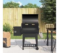 Kaloriko Barbecue à granulés avec étagère Noir 94 cm en fer 50 x 40 cm Surface de cuisson 5 kg Entonnoir Capacité 5 kg Pieds pliables Roues pour jardin, terrasse, barbecue, fumage, pâtisserie