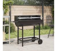Kaloriko Barbecue au charbon de bois en acier allié 96,5 x 42,5 x 88,5 cm noir avec grille réglable en hauteur, poignée pratique, roulettes et réservoir à charbon spacieux, idéal pour le jardin, la