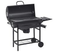 Kaloriko Barbecue Charbon Noir en Acier avec Roues et étagères, Gril à Baril Portable, Couvercle à charnière, Grille chauffante, Usage extérieur Jardin terrasse Camping 115 x 85 x 95 cm