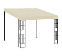 Kaloriko Belvédère Mural 3 x 3 m crème, auvent abri en Tissu Polyester et Acier, pergola de terrasse avec Protection Soleil, Ombre et Pluie, Marquise Murale pour Jardin et Patio