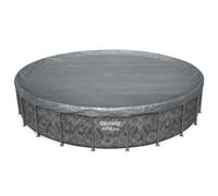 Kaloriko Bestway Couverture de Piscine Ronde 6,10 m en Polyester Gris, bâche de Protection avec Sangles et Drainage, Compatible Steel Pro et Steel Pro Max, pour Jardin et hivernage