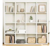 Kaloriko Bibliothèque Blanc Bois d'ingénierie 137,5x29x137,5 cm Meuble Rangement avec 16 Compartiments, étagère pour Salon Bureau Chambre, Organisateur Polyvalent décoratif et Fonctionnel