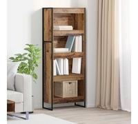 Kaloriko Bibliothèque Bois Ancien en Bois d'ingénierie 60 x 30 x 155 cm avec Pieds en Acier, 3 Compartiments, Meuble de Rangement Polyvalent pour Salon Bureau Chambre et Entrée