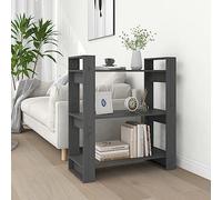 Kaloriko Bibliothèque en Bois de pin Massif Gris 80x35x91 cm, Meuble étagère Polyvalent pour Rangement de Livres, dossiers, Objets décoratifs, cloison séparation pour Salon, Bureau ou Chambre