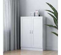 Kaloriko Bibliothèque en Bois d'ingénierie Blanc 82,5x30,5x115 cm Armoire avec 3 Compartiments 2 Portes Rangement Livres, dossiers, Mangas, Objets décoration pour Salon, Bureau, Chambre