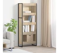 Kaloriko Bibliothèque en Bois d'ingénierie Sonoma 60 x 30 x 155 cm Meuble de Rangement avec 3 Compartiments Stable en Acier pour Salon Bureau Chambre, organise Livres, dossiers, Objets décoratifs