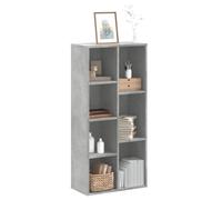 Kaloriko Bibliothèque en bois gris béton - 50 x 25 x 105 cm - Avec 7 compartiments - Étagère de rangement comme séparateur de pièce pour salon, bureau, chambre à coucher
