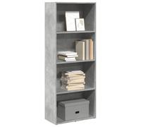 Kaloriko Bibliothèque en bois gris béton - 60 x 30 x 152 cm - Étagère sur pied avec système d'étagère ouverte - Espace de rangement pour livres, dossiers et décoration comme séparateur de pièce dans
