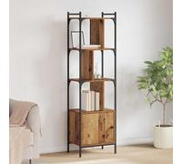 Kaloriko Bibliothèque en bois vieilli, 44,5 x 30 x 154,5 cm, avec porte et pieds en métal, étagère sur pied avec 7 compartiments et beaucoup d'espace de rangement pour livres, décoration, classeur