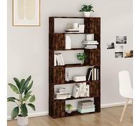 Kaloriko Bibliothèque en chêne fumé - 100 x 24 x 188 cm - Séparateur de pièce - En bois avec 6 compartiments - Étagère de rangement pour salon, bureau, chambre à coucher
