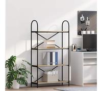 Kaloriko Bibliothèque en chêne Sonoma 80 x 30 x 146 cm avec cadre en acier noir, système d'étagère ouverte avec 4 étagères pour salon, bureau, chambre à coucher