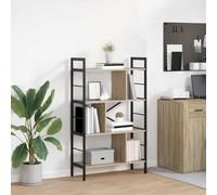 Kaloriko Bibliothèque en chêne Sonoma avec cadre en acier, 75 x 30 x 123,5 cm, étagère industrielle sur pied avec 7 étagères pour bureau, salon, chambre à coucher, rangement et rangement
