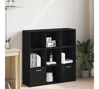 Kaloriko Bibliothèque noire aspect chêne - 98 x 29 x 97,5 cm - Avec 7 compartiments et 2 portes - Étagère de rangement pour salon, bureau, chambre à coucher