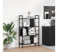 Kaloriko Bibliothèque noire aspect chêne avec cadre en acier, 75 x 30 x 123,5 cm, 7 étagères, étagère robuste, système d'étagère polyvalent pour salon, bureau, chambre à coucher