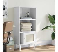 Kaloriko Bibliothèque SENJA en Bois Massif de pin Blanc avec Porte Aspect rotin, étagère de Rangement pour Livres, Objets, décoration, Meuble d'organisation pour Salon Bureau Chambre