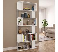 Kaloriko Bibliothèque séparateur de pièce Blanc Bois d'ingénierie 80 x 24 x 192 cm avec 6 Grands Compartiments 12 Petits pour Rangement Salon Bureau Chambre et entrée