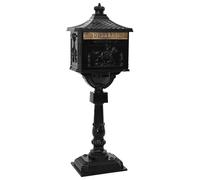 Kaloriko Boîte aux Lettres Debout Noire Vintage en Aluminium coulé 42,5 x 29,5 x 117 cm, Fente 30 x 3 cm, Porte 31,7 x 24,8 cm, extérieur Jardin Maison, verrouillable, résistante à l humidité