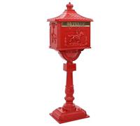 Kaloriko Boîte aux Lettres Debout Rouge en Aluminium coulé, Style Vintage, 42,5 x 29,5 x 117 cm, Fente 30 x 3 cm, Porte sécurisée, Usage extérieur pour Jardin, Maison, Portail